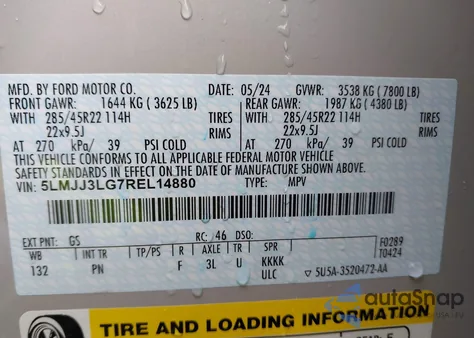 2024 Lincoln Navigator Reserve L from USA, damaged, VIN 5LMJJ3LG7REL14880